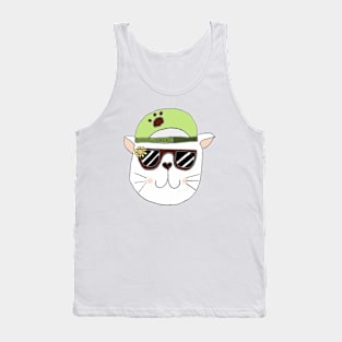 Cat with glasses and cap Tank Top